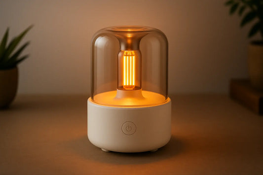 Electric aroma diffuser with USB charging port and LED lighting