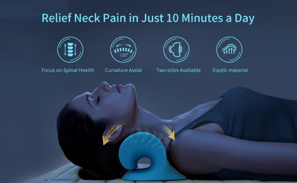 Chiropractic pillow demonstration showing proper neck positioning