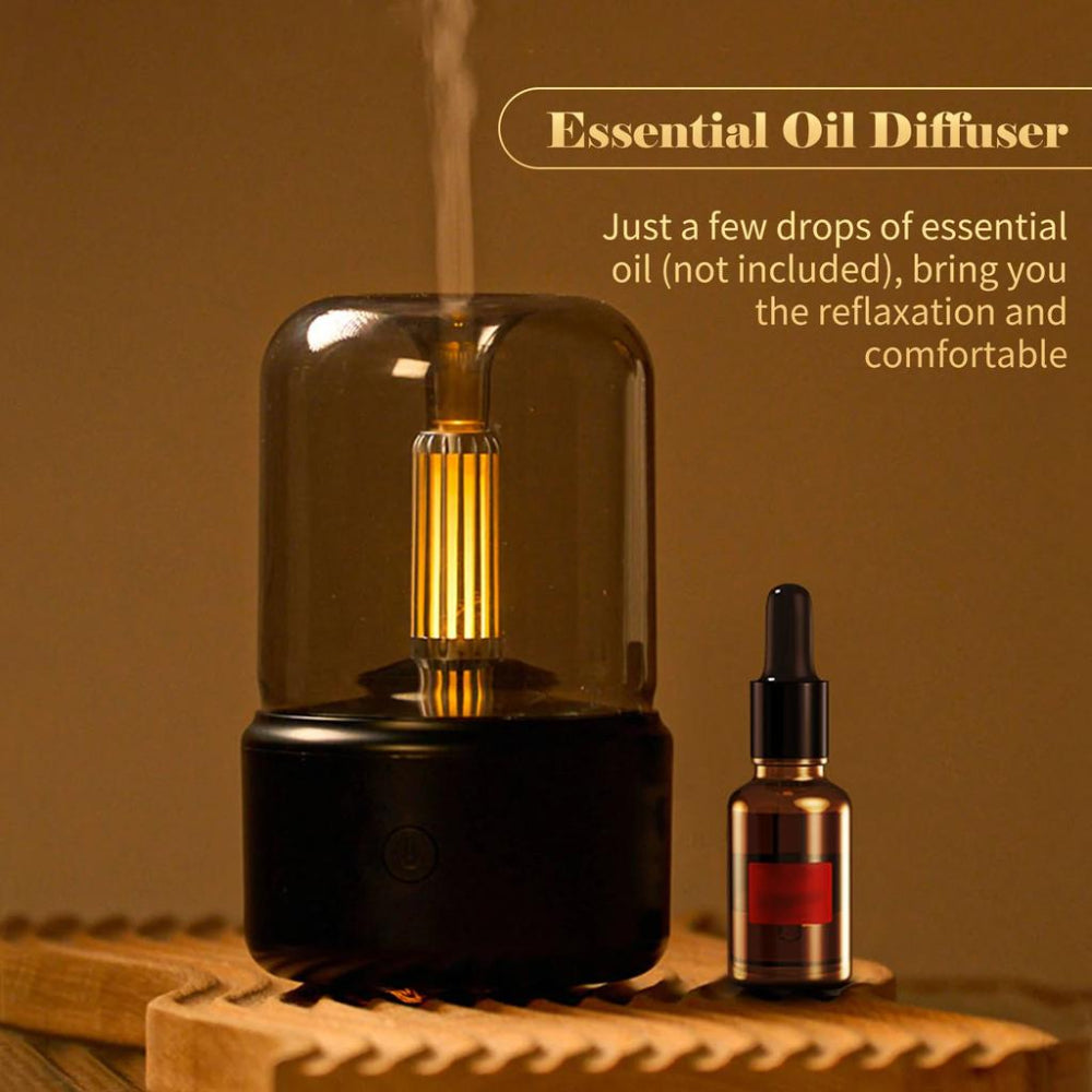 Electric aroma diffuser with USB charging port and LED lighting