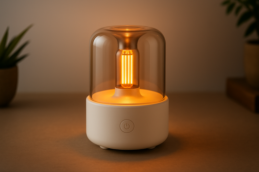 Electric aroma diffuser with USB charging port and LED lighting